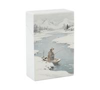 Portasigarette "Pesca da solo nel fiume freddo", portasigarette in plastica impermeabile, per sigarette normali da 85 mm, capacità King Size 20