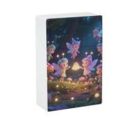 Portasigarette - Portasigarette in plastica elegante con fate nei funghi, per donne e uomini, organizer portatile antiurto per sigarette