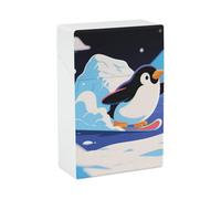 Portasigarette - Portasigarette in plastica elegante con motivo a pinguini che pattinano, per donne e uomini, organizer portatile antiurto per sigarette
