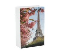 Portasigarette Portasigarette stampato a fiori con la Torre Eiffel di Parigi con capacità di 20 sigarette - Design a molla a scatto per apertura a scatto con una sola mano