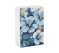 Portasigarette Portasigarette stampato con fiori di ibisco blu con capacità di 20 sigarette - Design a molla a scatto per apertura a scatto con una sola mano