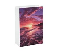 Portasigarette Portasigarette stampato con motivo tramonto sulla spiaggia rosa con capacità di 20 sigarette - Design a molla a scatto per apertura a scatto con una sola mano