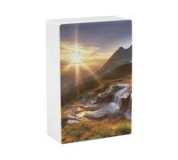 Portasigarette Portasigarette stampato con paesaggio di montagna e alba con capacità di 20 sigarette - Design a molla a scatto per apertura a ribalta con una sola mano