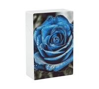 Portasigarette Portasigarette stampato con rosa blu con capacità di 20 sigarette - Design a molla a scatto per apertura a ribalta con una sola mano