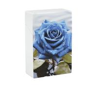 Portasigarette Portasigarette stampato con rosa blu romantica con capacità di 20 sigarette - Design a molla a scatto per apertura a scatto con una sola mano