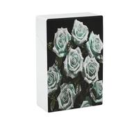 Portasigarette Portasigarette stampato con rosa verde con capacità di 20 sigarette - Design a molla a scatto per apertura a ribalta con una sola mano