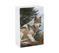 Portasigarette Portasigarette stampato Snow Mountain Wild Wolf con capacità di 20 sigarette - Design a molla a scatto per apertura a ribalta con una sola mano