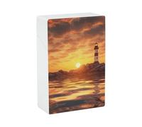 Portasigarette portatile con faro di mare, leggero, da viaggio, impermeabile, in plastica, tascabile, per 20 sigarette