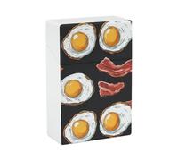 Portasigarette portatile con uova fritte e pancetta, scatola porta sigarette con cerniera