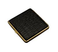 Portasigarette Portatile, Scatola For Fumatori In Pelle E Ottone, Portasigarette Tascabile Con Clip A Molla Bifacciale For 20 Sigarette Normali, Apertura E Chiusura A Pulsante