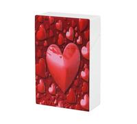 Portasigarette Red Hearts, capacità 20, impermeabile, design a molla a scatto, portasigarette in plastica con apertura a ribalta e una mano, per donne/uomini