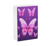 Portasigarette Rosa Butterfly1 Portasigarette stampato con capacità di 20 sigarette - Design a molla a scatto per apertura a scatto con una sola mano