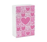 Portasigarette rosa e bianco con stampa a forma di cuore, capacità 20 sigarette - Design a molla a scatto per apertura a scatto con una sola mano