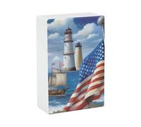 Portasigarette Sea to Shining Sea Patriotic, design a molla a scatto, scatola da viaggio in plastica con apertura a ribalta con una sola mano per sigarette da uomo/donna