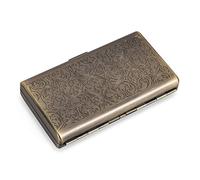 Portasigarette stile retrò in metallo double face con clip a molla per 14 sigarette da 100 mm, porta carte di credito, portafoglio sicuro per uomo e donna (bronzo)