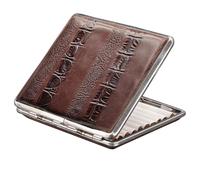 Portasigarette vintage in pelle PU, scatola portasigarette in metallo for 20 sigarette di dimensioni normali, design impermeabile e antiurto for uomini e donne(B)