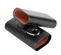 Portasigari da Viaggio per Uomo in Pelle a 3 Dita con Taglierina e Scatola, Foderato in Legno, Nero