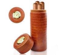 Portasigari da viaggio, Portasigari Portatile con Igrometro, Portasigari in pelle a olio, Porta Sigari da Viaggio, Humidor Sigari per 3-4 Sigari, Ideale Come per Padre Amic, Marrone
