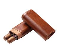 Portasigari da viaggio portatile, in pelle, da uomo, per sigari 2, design marrone con esterno compatto, 2,3 cm/23 mm per Ideal