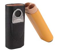 Portasigari Humidor da viaggio in pelle color legno di cedro nero con sigaro