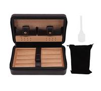 Portasigari in legno di cedro, portatile, da viaggio, in pelle, con chiusura a cerniera, con ugello e borsa per riporre 4 sigari, custodia per sigari da viaggio, in pelle