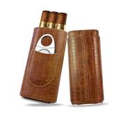Portasigari,Porta Sigari in Pelle,Humidor per 3 Sigari,Custodia per Sigari con Tagliasigari,Foderata in Legno di Cedro,Portatile Portasigari da viaggio,Adatto da portare fuori (Brown Texture)