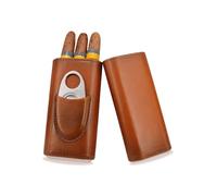 Portasigari,Porta Sigari in Pelle,Humidor per 3 Sigari,Custodia per Sigari con Tagliasigari,Foderata in Legno di Cedro,Portatile Portasigari da viaggio,Adatto da portare fuori,Regalo per Papà (Brown)