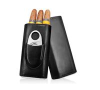 Portasigari,Porta Sigari in Pelle,Humidor per 3 Sigari,Custodia per Sigari con Tagliasigari,Foderata in Legno di Cedro,Portatile Portasigari da viaggio,Adatto da portare fuori,Regalo per Papà (Black)