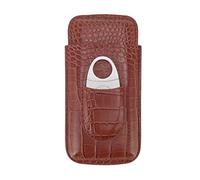 Portasigari, Portasigari a 3 Dita Portasigari Portatile da Viaggio in Pelle di Alta Qualità con Taglierina Per Regalo di Testimoni dello Sposo, Regalo di Compleanno 7.1x3.5in