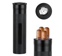 Portasigari Portatile, Humidor Sigari in Acciaio Inox, Humidor per 3 o 4 Sigari, Porta Sigari da Viaggio, Portasigari con Igrometro, Custodia per Sigari, Regalo per Amanti Dei Sigari (Nero)