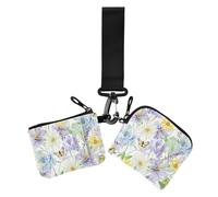 Portasoldi con rose croco viola lavanda safari farfalle e fiori rustici da donna portamonete sottile piatto organizer per denaro con cinturino da polso per donna 2 pezzi