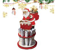 Portasoldi di Natale, portacarte di denaro di Natale - Segni da tavolo porta carte,Decorazione da scrivania Salvadanaio Decorazione per la casa, Centrotavola da tavolo di Babbo Natale in legno, Decora