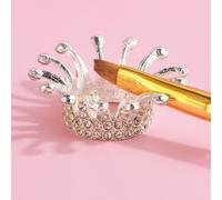 Portaspazzole per unghie in argento premium con strass a forma di corona - Organizer deluxe per arte di unghie con dettagli in diamante, adatto per saloni di manicure e fai-da-te ABS
