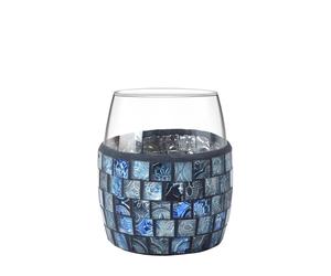 Portaspazzolini Crystal in vetro mosaico blu