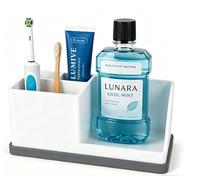 Portaspazzolini in silicone antiscivolo da 21 x 9 x 9 cm per il lavabo del bagno, morbidi e resistenti agli urti, con fori di drenaggio e vaschetta di raccolta - per tutta la famiglia e i bambini