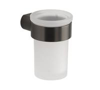 Portaspazzolini pirenei nero matt contenitore in vetro satinato - 6,9×9,2×10,4