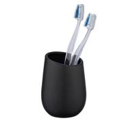 Wenko 23651100 Badi - Bicchiere portaspazzolini in ceramica, Ø 8 x 11 cm, colore: Nero