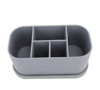 Portaspazzolino 180 x 96 x 83 mm 5 Slot Scatola di Drenaggio per Spazzolino e Dentifricio in Silicone con Ventosa, Organizer per Riporre Vanità da Appoggio per il Bagno(Grigio)