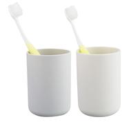 Portaspazzolino 2 pezzi, porta spazzolini da bagno, porta pennelli, accessori organizer e porta spazzolini (beige e grigio)