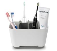 Portaspazzolino da bagno rimovibile porta dentifricio con fondo antiscivolo, organizzatore elettrico a 4 scomparti per una facile conservazione.
