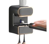 Portaspazzolino da denti e dispenser per dentifricio, 2 in 1, organizer per spazzolino da denti, set di estrusori per dentifricio automatico senza punzone, risparmiatore di dentifricio per adulti