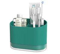 Portaspazzolino da denti elettrico per bagno, in plastica, per bambini, con drenaggio e vassoio antigoccia, grazioso supporto per dentifricio da doccia, organizer per accessori da bancone, 3 scomparti