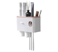 Portaspazzolino da parete con spremiagrumi automatico, elegante e funzionale, accessorio da bagno (rosa)