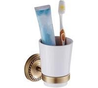 Portaspazzolino da parete in ottone e ceramica, stile retrò, accessorio per il bagno, bicchiere per spazzolino da denti per una decorazione elegante della casa