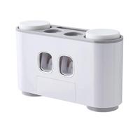 Portaspazzolino, dispenser automatico di dentifricio da parete con 5 scomparti per spazzolini e 4 tazze magnetiche, senza fori, organizer multifunzionale per doccia e bagno (grigio)