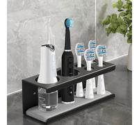 Portaspazzolino elettrico da parete, supporto per spazzolino da denti con piatto in diatomite, supporto autoadesivo per spazzolino da denti con organizer per dentifricio per bagno (2+4 slot)
