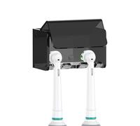 Portaspazzolino elettrico Linkidea in acrilico, supporto organizer a 3 scomparti compatibile con Oral-B iO Series, Smart 1500, Pro 3000 (nero)