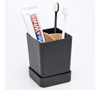 Portaspazzolino elettrico per bambini per bagno, organizer per spazzolino da denti in plastica e supporto per dentifricio, piccolo vassoio portaoggetti con base rimovibile (piccolo, nero)