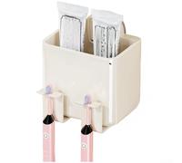 Portaspazzolino moderno e minimalista con supporto a ventosa per organizzare il piano di lavoro del bagno in disordine (con tazza bianca)