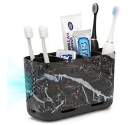 Portaspazzolino Nero Supporto per Spazzolino Da denti Elettrico Modello Marmo 6 Vani Spazzolino Da Denti Rimovibile Organizzatore Famiglia Per Bagno Lavabo Piano